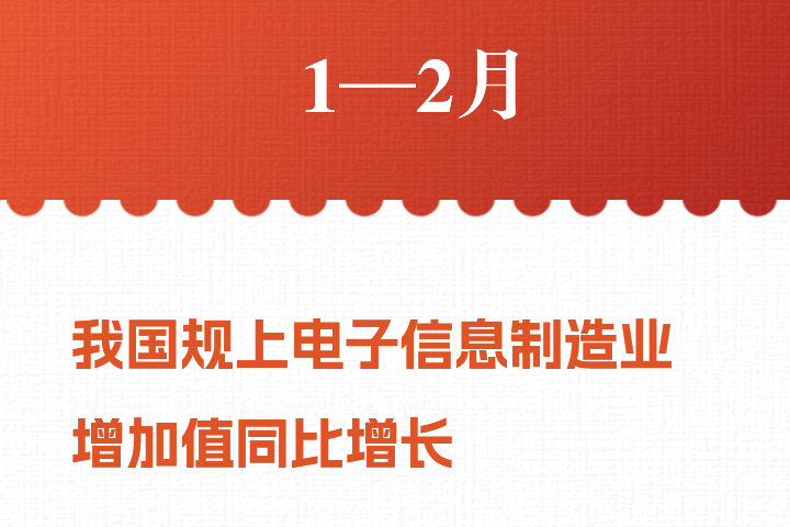 1—2月我国规上电子信息制造业增加值同比增长14.2%